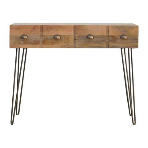 Four Drawer Console Table with Iron Base
