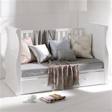 East Coast Alaska Sleigh Cot Bed with Drawer in White