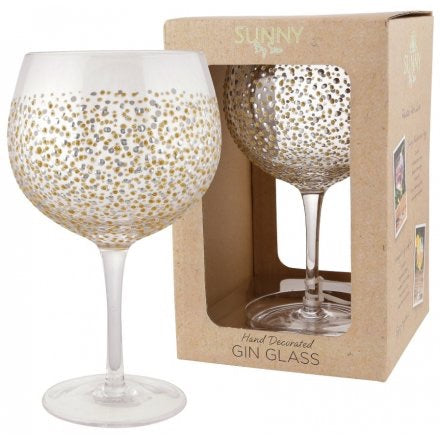 Gold and Silver Dot Stemmed Gin Glass