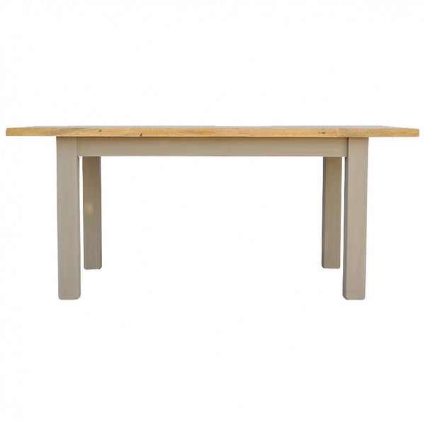 Grey Painted Dining Table with Wooden Top and Farmhouse Feet