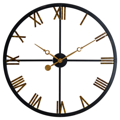 Black and Gold Skeleton Roman Numeral Wall Clock