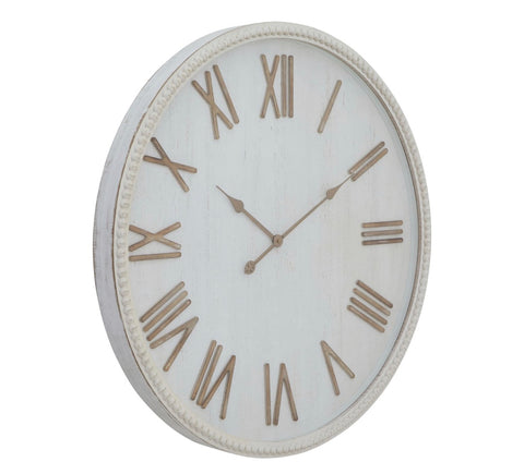 Rustic white clock with beaded frame