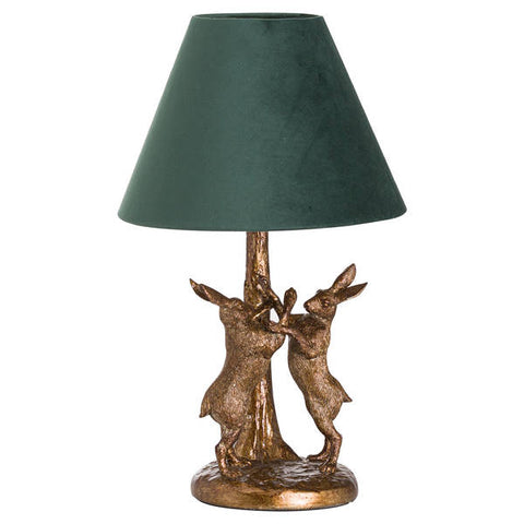 Antique gold marching hares lamp