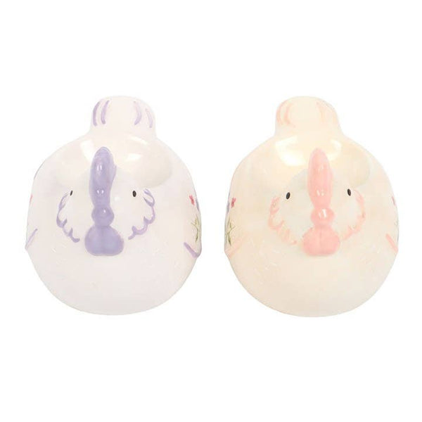 Set of 2 Floral Hen Chicken Shaped Egg Cups