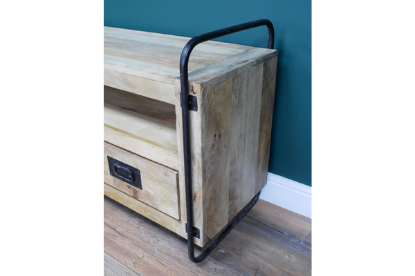 Industrial TV unit with iron and Mango wood