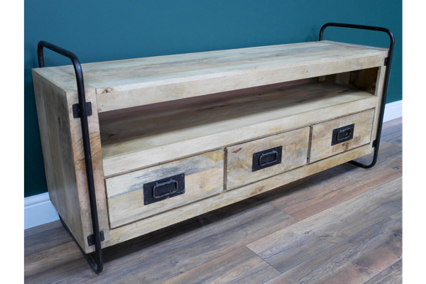 Industrial TV unit with iron and Mango wood