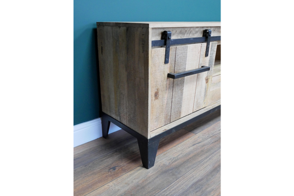 Industrial TV Cabinet with iron and Mango wood
