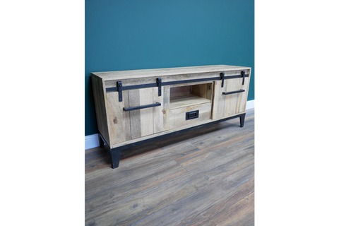 Industrial TV Cabinet with iron and Mango wood