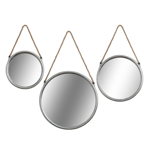 Set of three Round Mirrors with Rope Detail