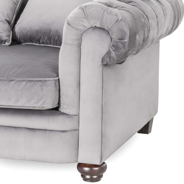 Grey Velvet Pressed Chesterfield Sofa