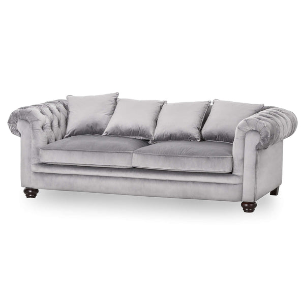 Grey Velvet Pressed Chesterfield Sofa