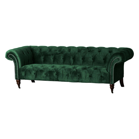 Emerald Velvet Three Seater Chesterfield