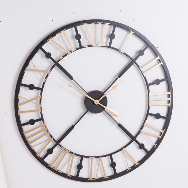 Black and Gold Skeleton Station Wall Clock