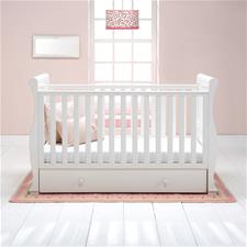 East Coast Alaska Sleigh Cot Bed with Drawer in White