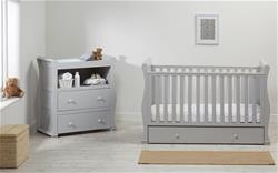East Coast Alaska Sleigh Cot Bed with Drawer in Grey