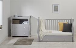 East Coast Alaska Sleigh Cot Bed with Drawer in Grey