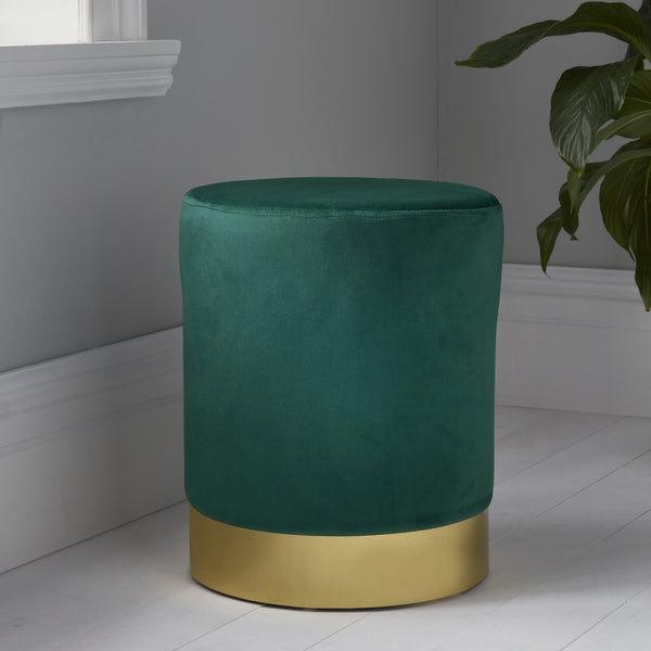 Round Velvet Stools with Gold Finish