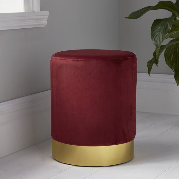 Round Velvet Stools with Gold Finish