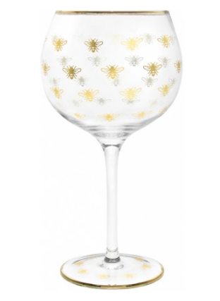 Gold Bees Gin Glass