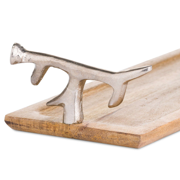 Hand Crafter Serving tray with silver deer antlers