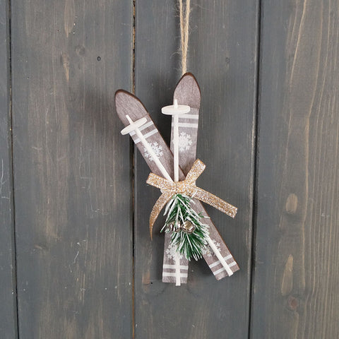 Grey Hanging Skis tree decoration