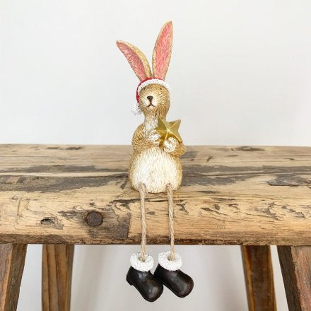Sitting Christmas Rabbit with star