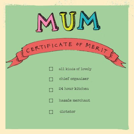 Certificate of Merit Greeting Card Mum