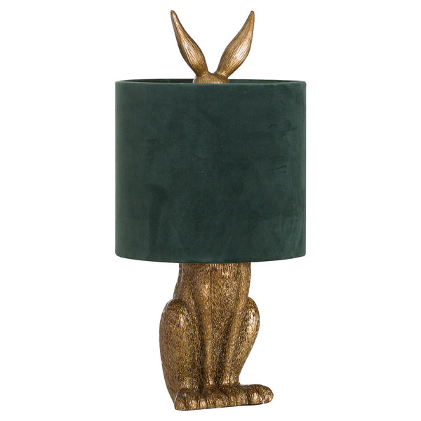 Green and gold hare lamp