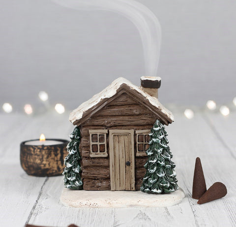 Log cabin incense burner