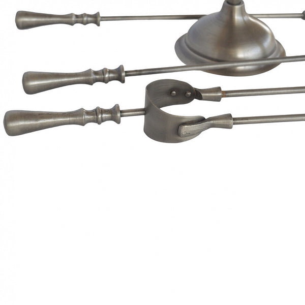 Pewter 4 piece fire companion set