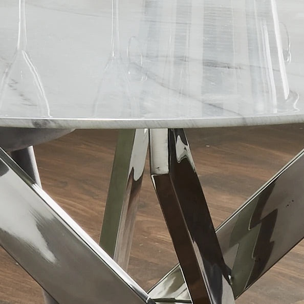 Round Marble Glass Table