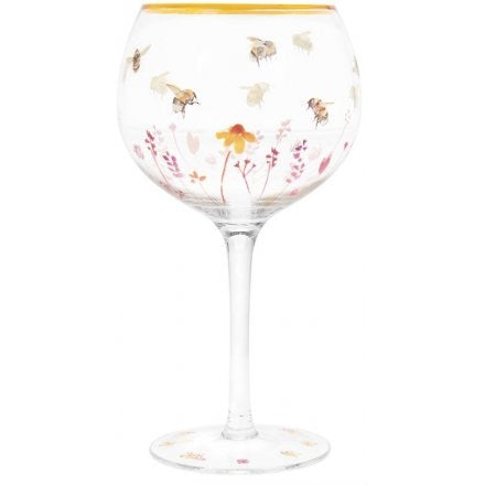 Gold Bees and Lavender Gin Glass