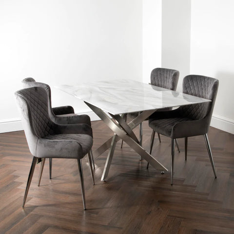 Marble glass dining table and chairs