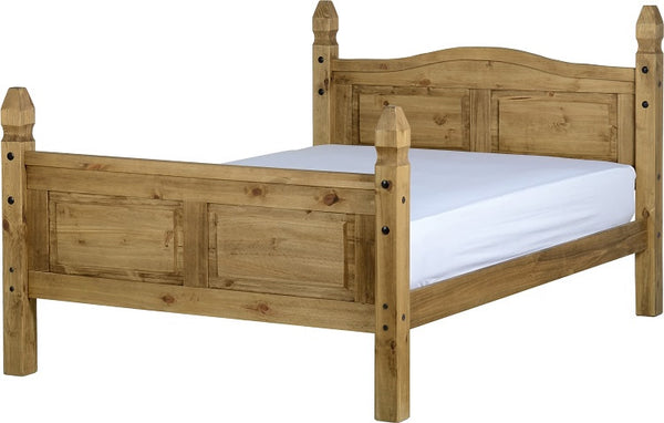 Corona High Foot End Bed in Distressed Wax