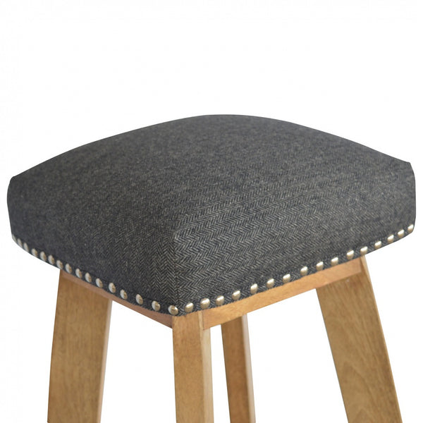Black Tweed Solid Wood Bar Stool