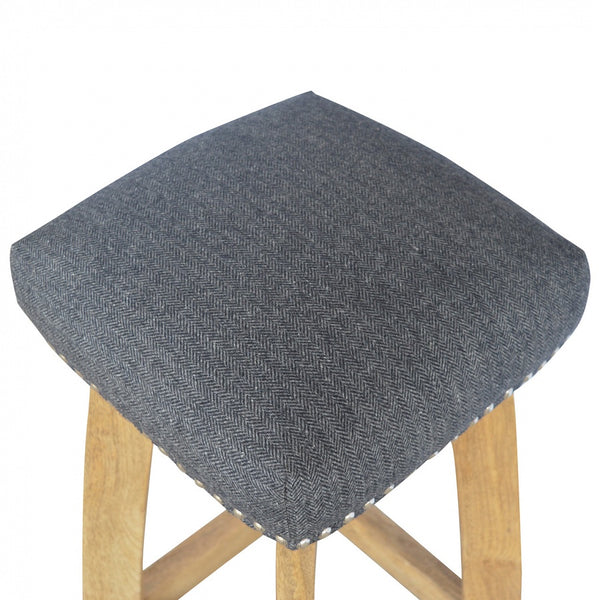 Black Tweed Solid Wood Bar Stool